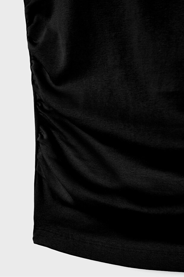 Büzgülü basic fitted t-shirt - 8