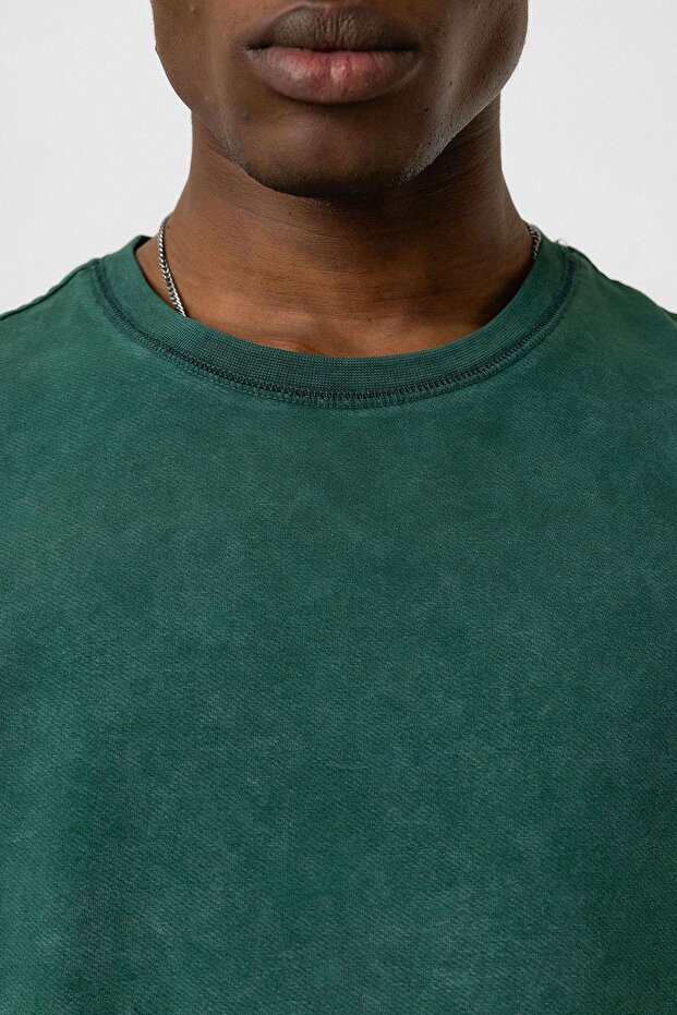 Yıkamalı Basic Oversize Tişört Nefti - 6