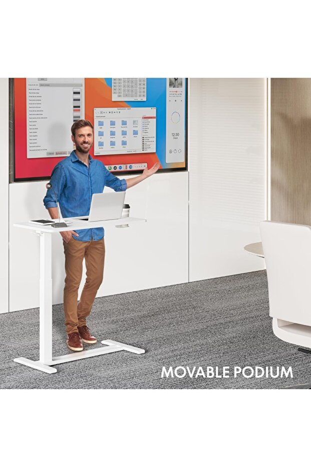 FLEXISPOT Mobile Standing Desk with Wheels, Height Adjustable with Rolling Sit Stand Desk - White - 8