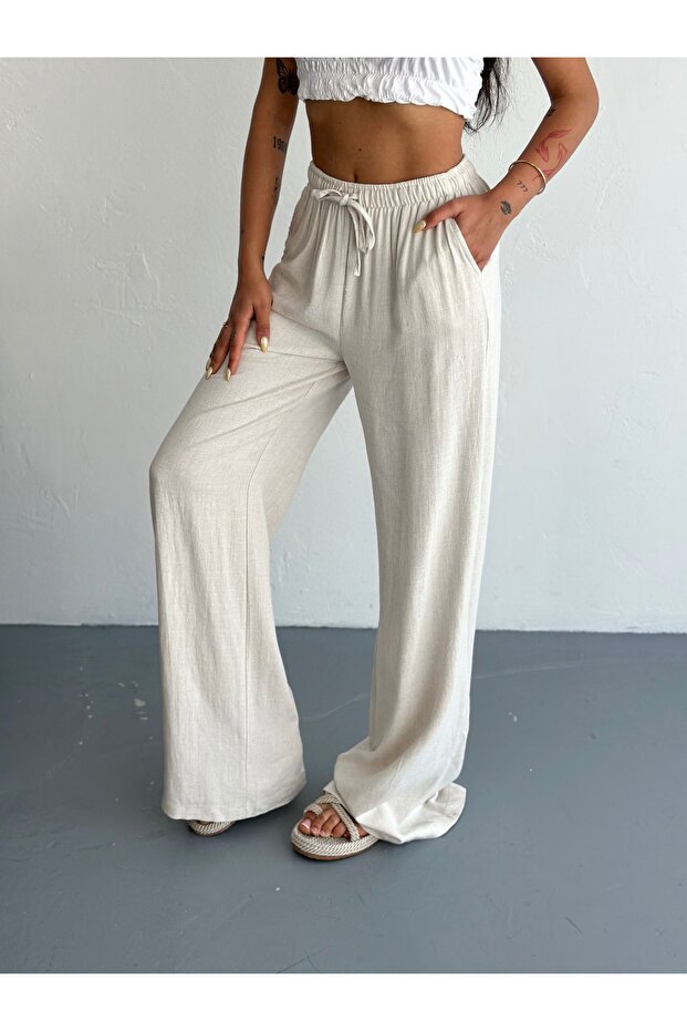 Rahat Kalıp Basic Keten Pantolon - 1