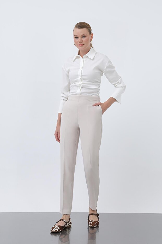 Women's Carrot Cut Pants - 18242Pnt - Beige