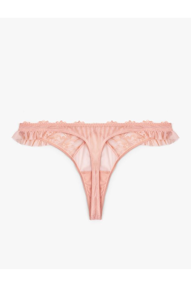 Fırfır Detaylı Transparan Dantelli String Külot - 5