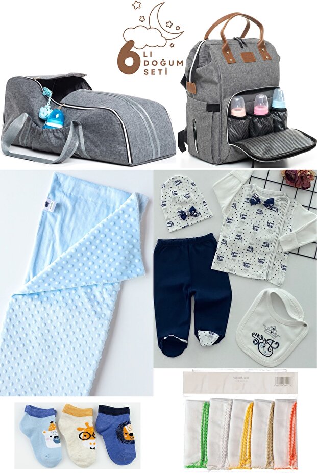 Large Birth Set (Hospital Release, Baby Backpack, Carrycot, Blanket, 10Pcs Wipes and 3Pcs Socks)