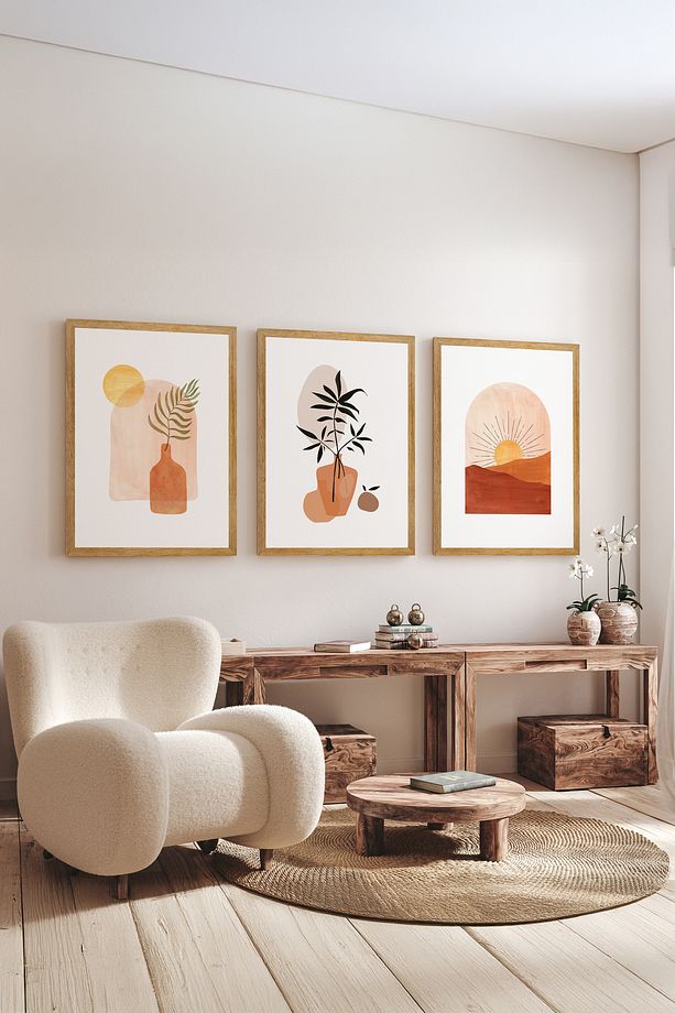 3 Parça Çerçeve Görünümlü Mdf Tablo Seti - 1