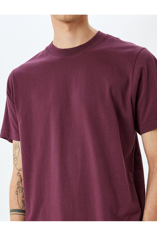 Bisiklet Yaka Pamuklu Regular Fit Kısa Kollu Basic Tişört - 5