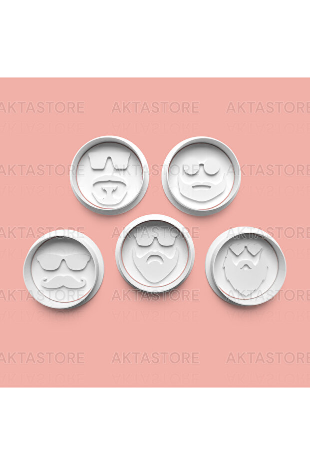 Set of 5 Cookie Molds and Fondant Molds with Beard Figures