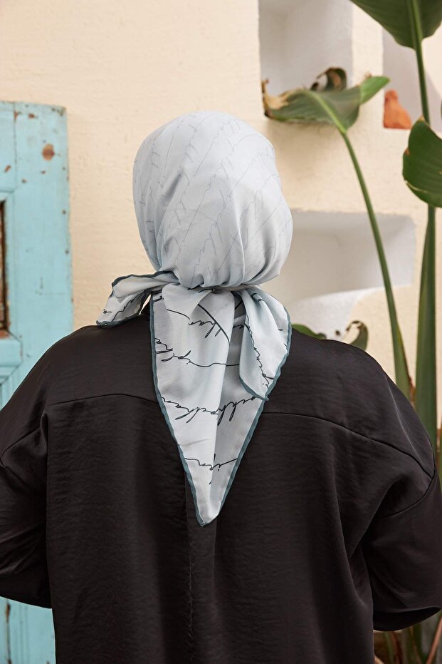 Text Pattern Thin Cotton Scarf - 3