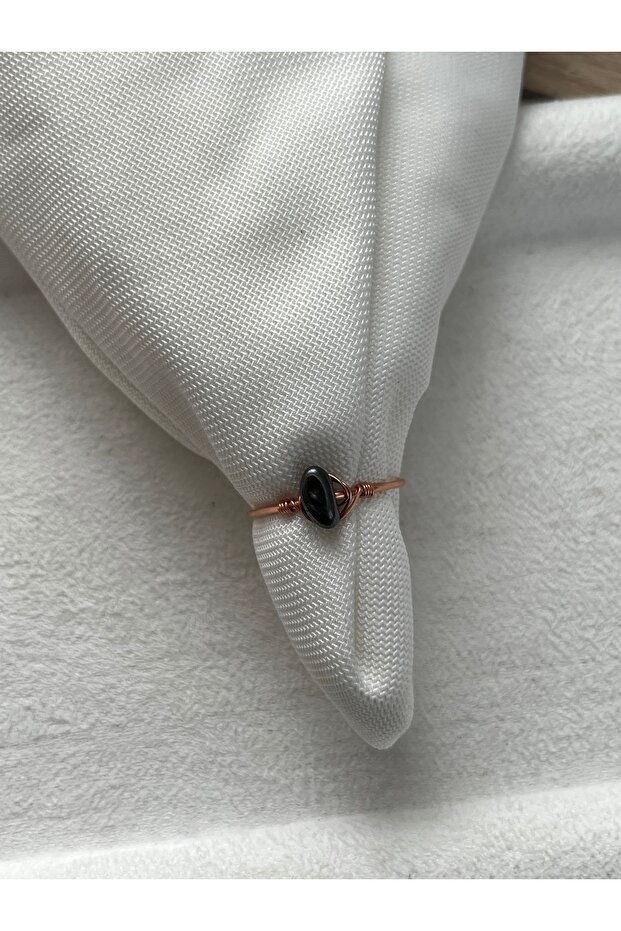 Broken Hematite Stone Adjustable Copper Wire Ring - 1