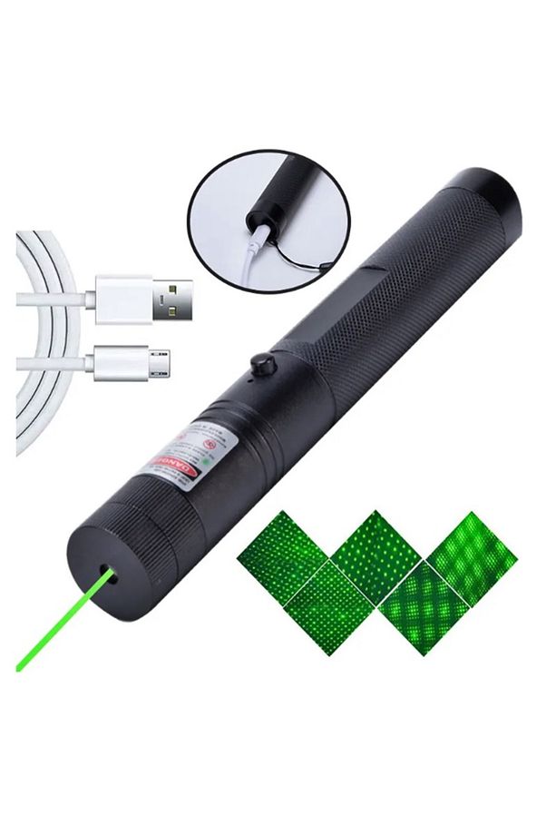 Metal Kasa Yüksek Kaliteli Yeşil Lazer İşaretçi Usb Şarjlı 5 Km Menzilli Laser Pointer - 2