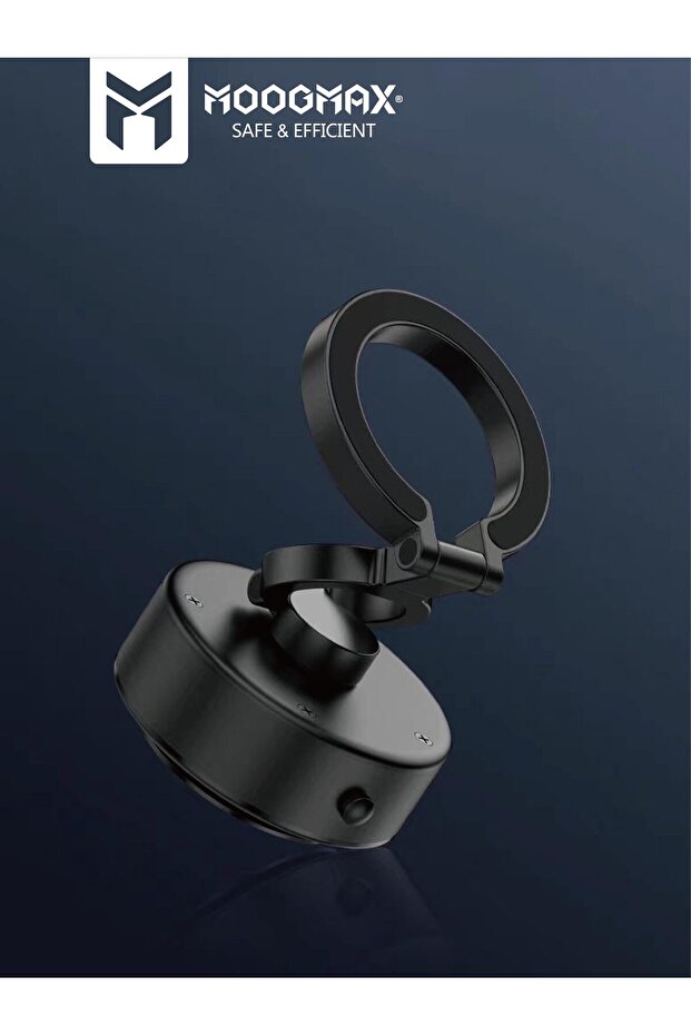 حامل جوال مغناطيسي ماج سيف للسيارة بشفط قوي –قابل للدوران 360° ويعمل بالشحن،تصميم أنيق باللون الأسود - 4