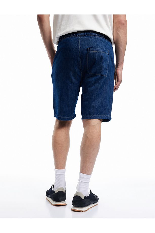 Beli Bağcıklı Cep Detaylı Bermuda Oversize Jean Şort - 3