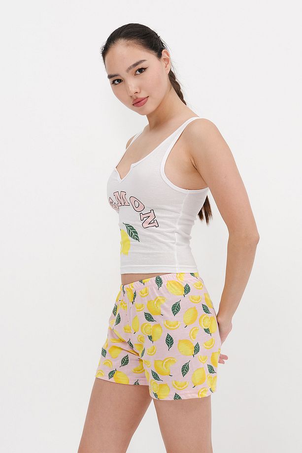 Limon Baskılı Şortlu Pijama Takımı Ş126 - 1