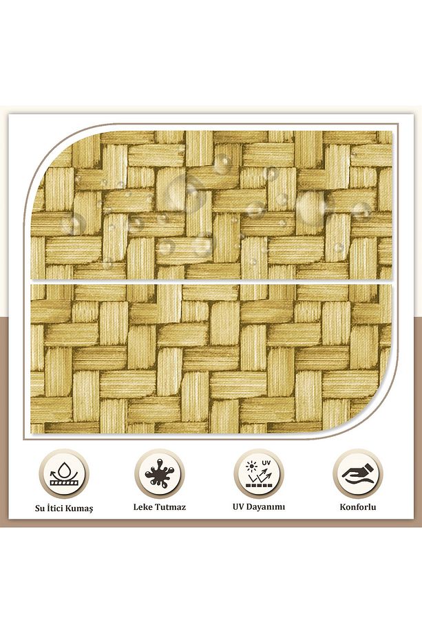 Canvas Tekli Wicker Sıvı Geçirmez Leke Tutmaz Fermuarlı Bağcıklı Sandalye Minderi 40 x 40 cm - 3