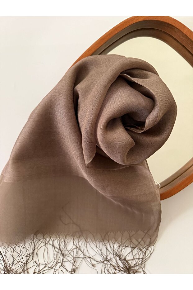 İpekli Çift Kat Tüllü Şal - 1