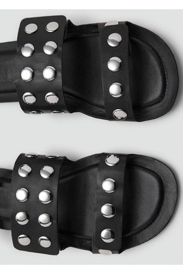 Zımbalı deri sandalet - 5