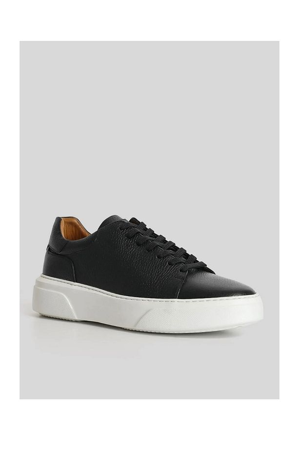 LUFİAN TOMMY ERKEK DERİ SNEAKER SİYAH AYAKKABI - 1