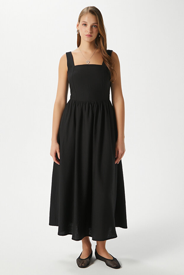 Women's Kayla Black Back Gipeli Strap Midi Dress 00080