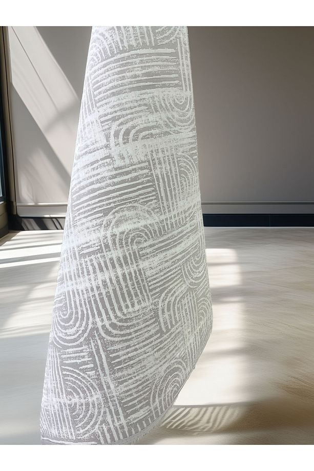 LARA Kaymaz Taban Makinede Yıkanabilir Özel Desenli Salon Halı - 3