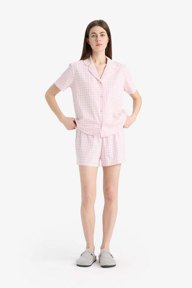 Regular Fit Pijama Takımı Kısa Kollu Üst Esnek Belli Şort-fall In Love E4337ax25sm - 2
