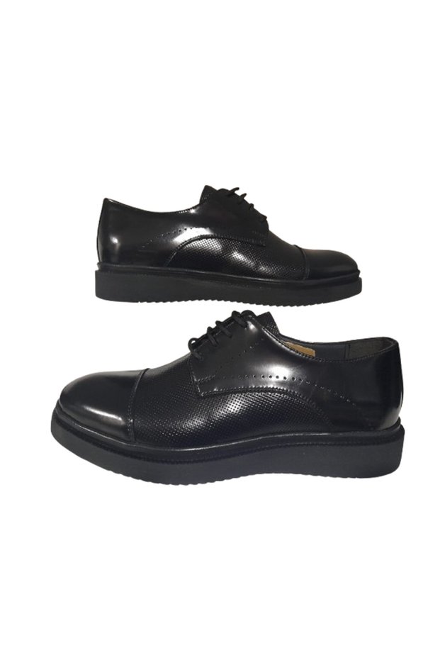 Seyfi Dikyol 100% Leather Black Men's Classic, Stylish Groom Shoes, Lace-Up Leather Men's Shoes
