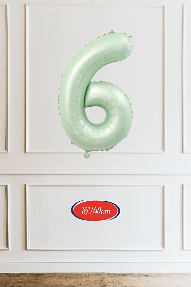6 Years Old Green Number Balloon 16 Inch 40cm