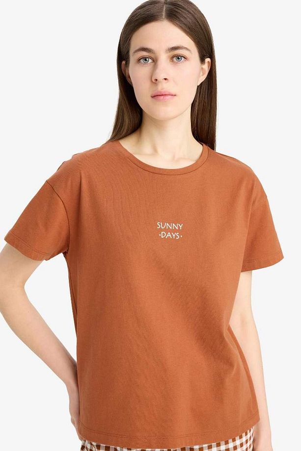 Yeni Sezon Pijama Takımı Kısa Kollu Pijama Üstü Esnek Belli Uzun Kareli Pijama - 5