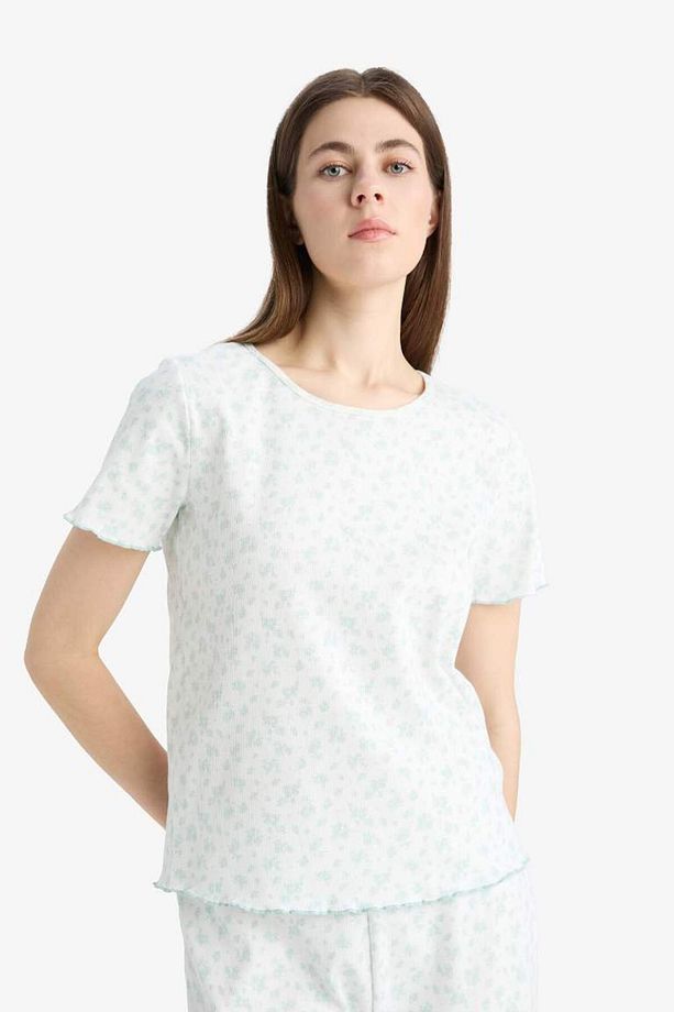 Pijama Takımı Ribana Kısa Kollu Üst Esnek Belli Uzun Alt-fall In Love E6679ax25sp - 3