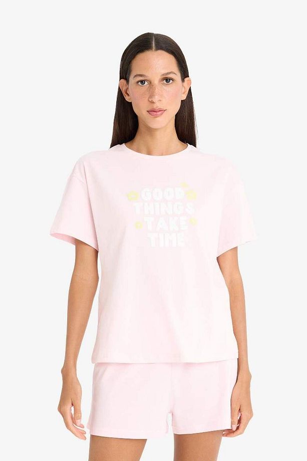 Pijama Takımı Kısa Kollu Üst Esnek Belli Şort-fall In Love F4678ax25sm - 3