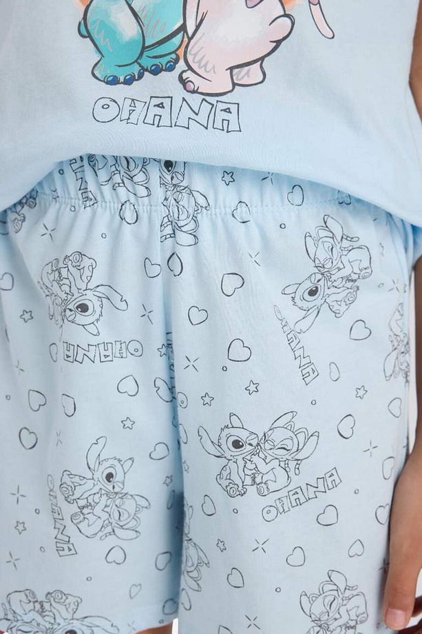Kız Çocuk Disney Lilo & Stitch Pijama Takımı Kısa Kollu Üst Şort E6241a825sp - 6