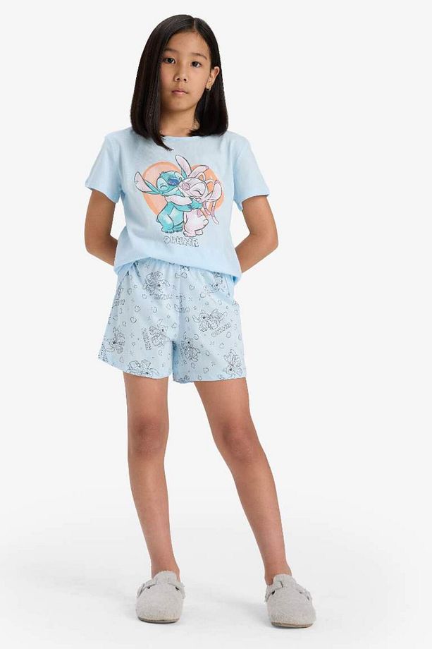 Kız Çocuk Disney Lilo & Stitch Pijama Takımı Kısa Kollu Üst Şort E6241a825sp - 2