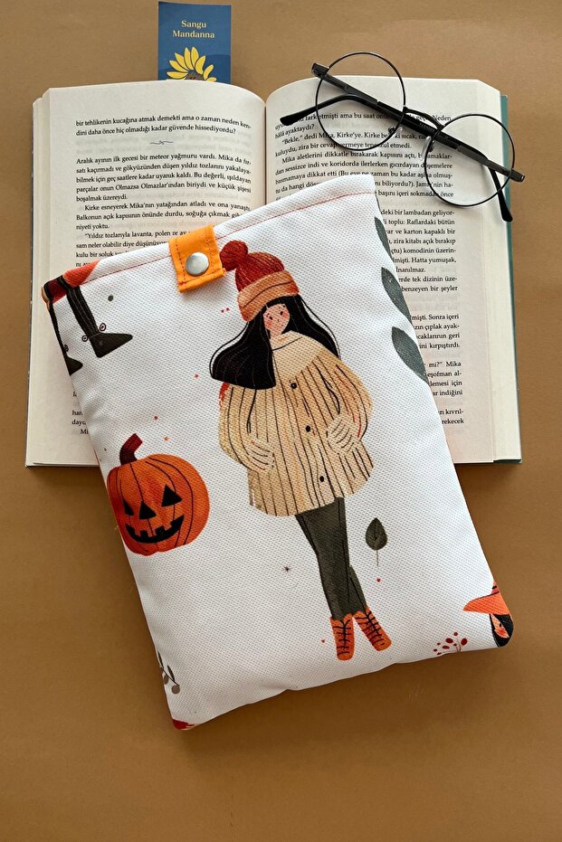 Pumpkin Fabric Book Cover Bookworm