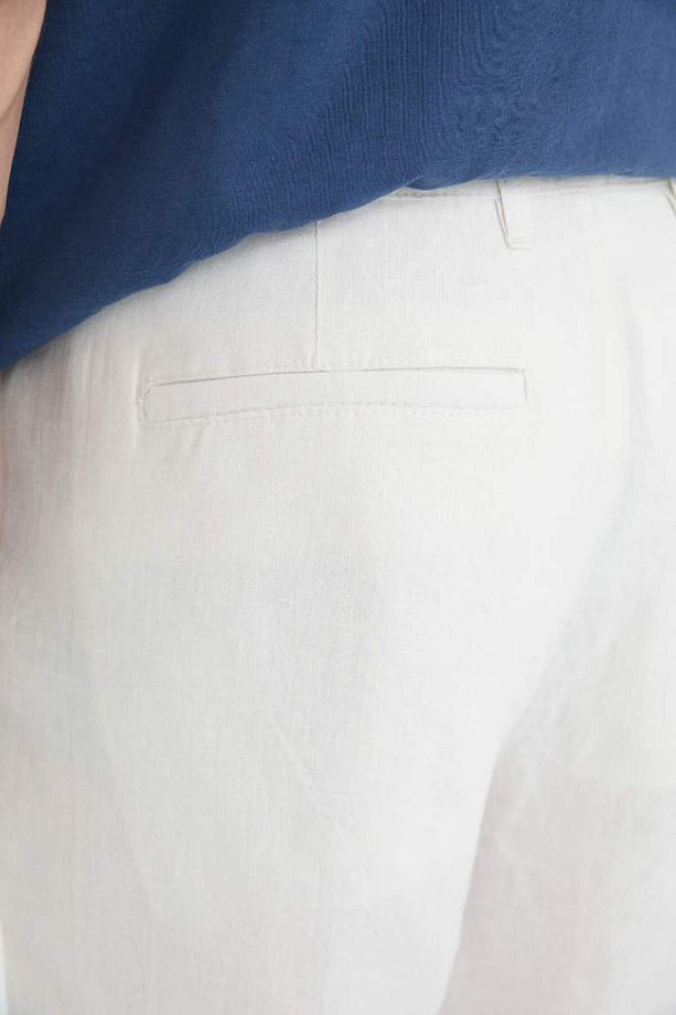 Yeni Sezon %100 Keten Regular Fit Yazlık Bermuda Şort - 6