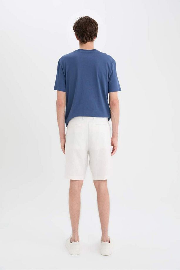 Yeni Sezon %100 Keten Regular Fit Yazlık Bermuda Şort - 7
