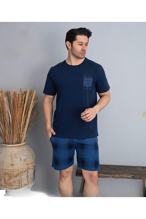 Erkek Bisiklet Yaka Kısa Kol Şortlu Pijama Takımı 6175/8 - 1 Adet - 1