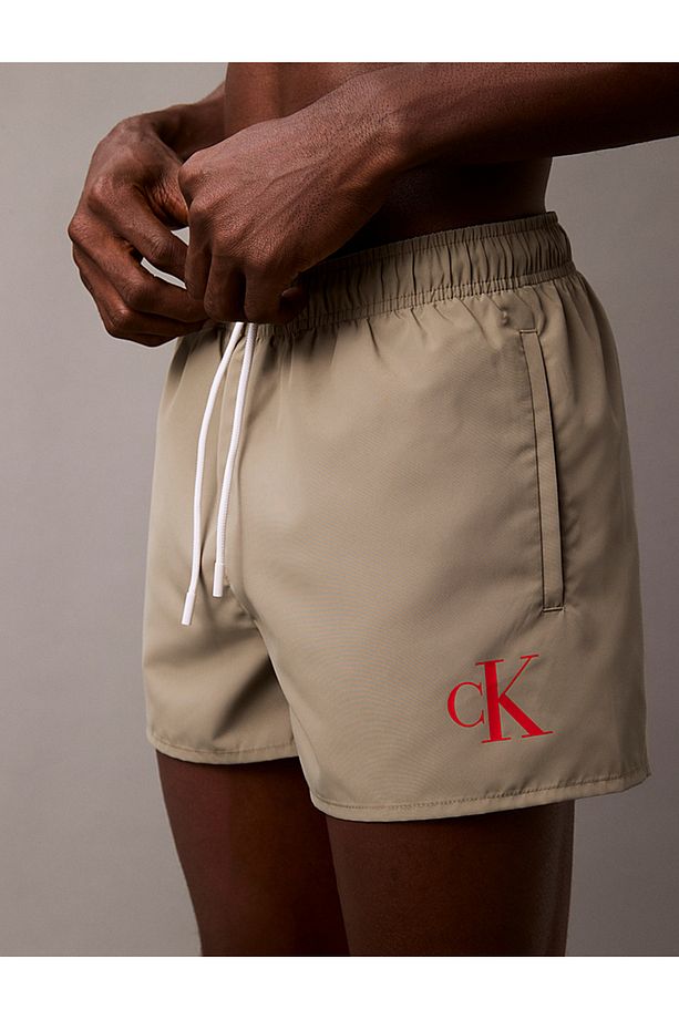 Short Drawstring Swim Shorts - CK Monogram - 3