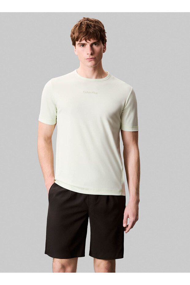LVGMS5K159FUO-WO - Neon Yeşil Yuvarlak Yaka Normal Düz Erkek T-Shirt - 2