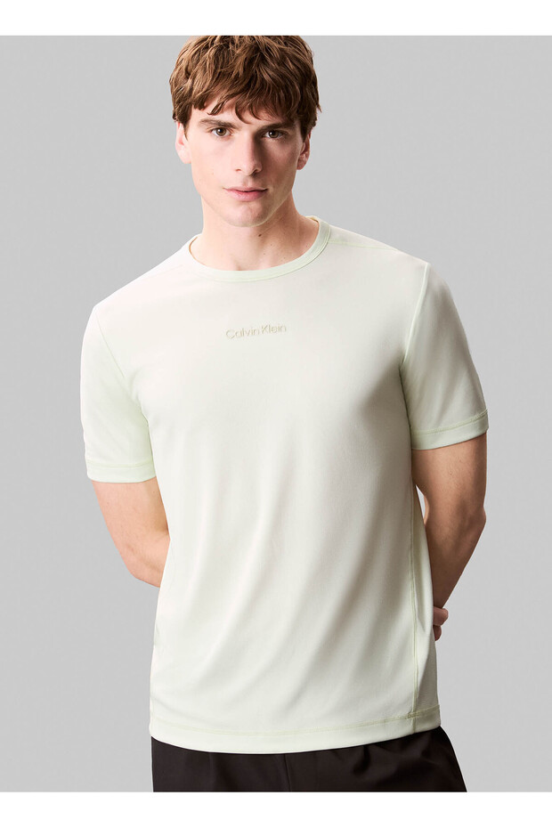 LVGMS5K159FUO-WO - Neon Yeşil Yuvarlak Yaka Normal Düz Erkek T-Shirt - 4