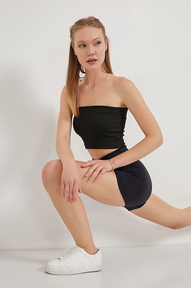 Kadın Yüksek Bel Soft Laci Dar Spor Mini Tayt Şort - 2