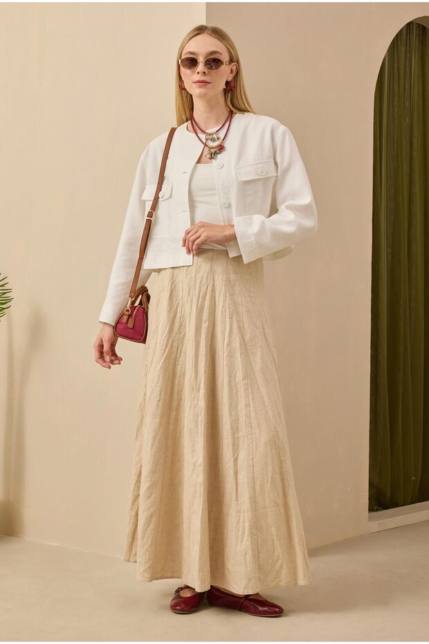 Parçalı Keten Etek - 1