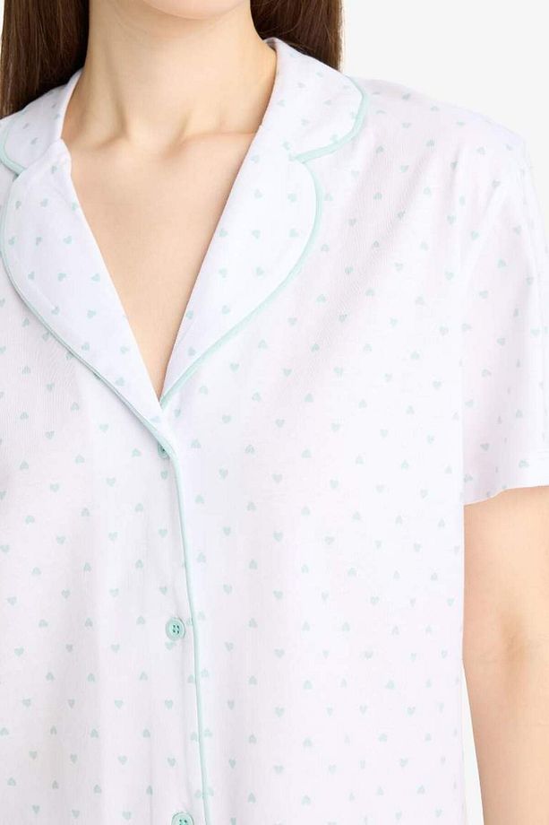 Regular Fit Pijama Takımı Kısa Kollu Üst Esnek Belli Uzun Alt-fall In Love E0265ax25sp - 6