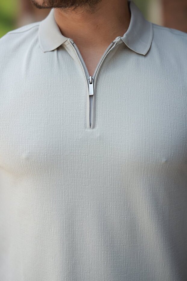 Men's Zipper Collar Short Sleeve T-Shirt