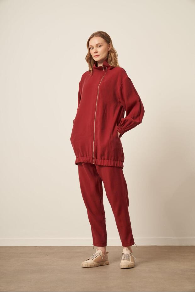 Women's Modal Trousers Suit Claret Red 30716