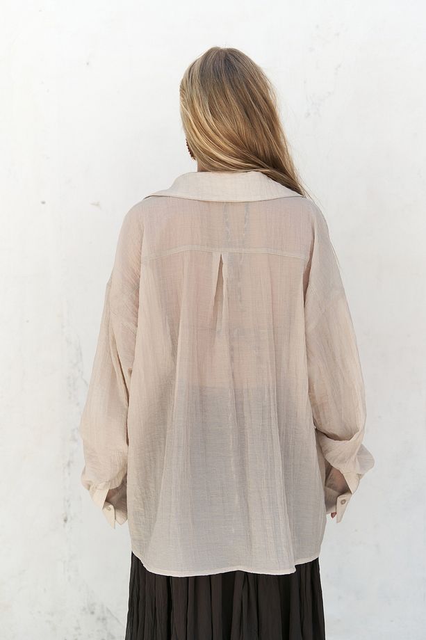 Syaritta Oversize Vizon Transparan Gömlek - 5