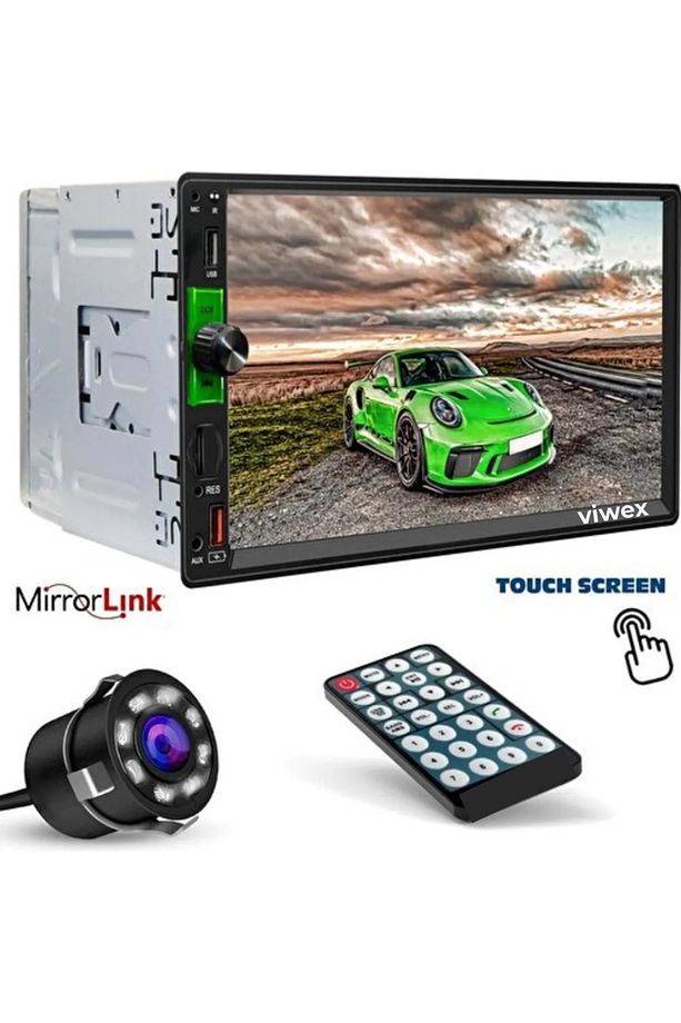 Universal 7" Dokunmatik Double Teyp – MirrorLink, Bluetooth, RGB, Geri Görüş, FM, USB, SD - 1
