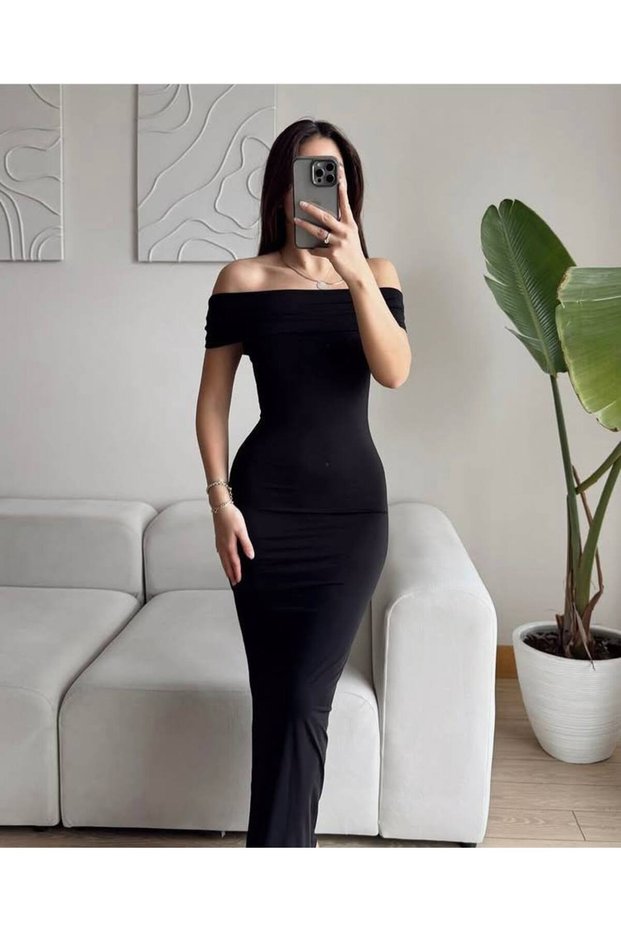 Women's Madonna Collar Slit Detailed Midi Dress