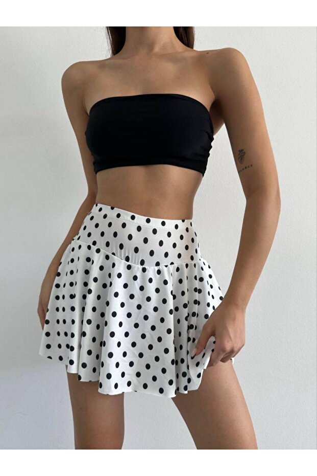 Puantiyeli Şort Etek - 7