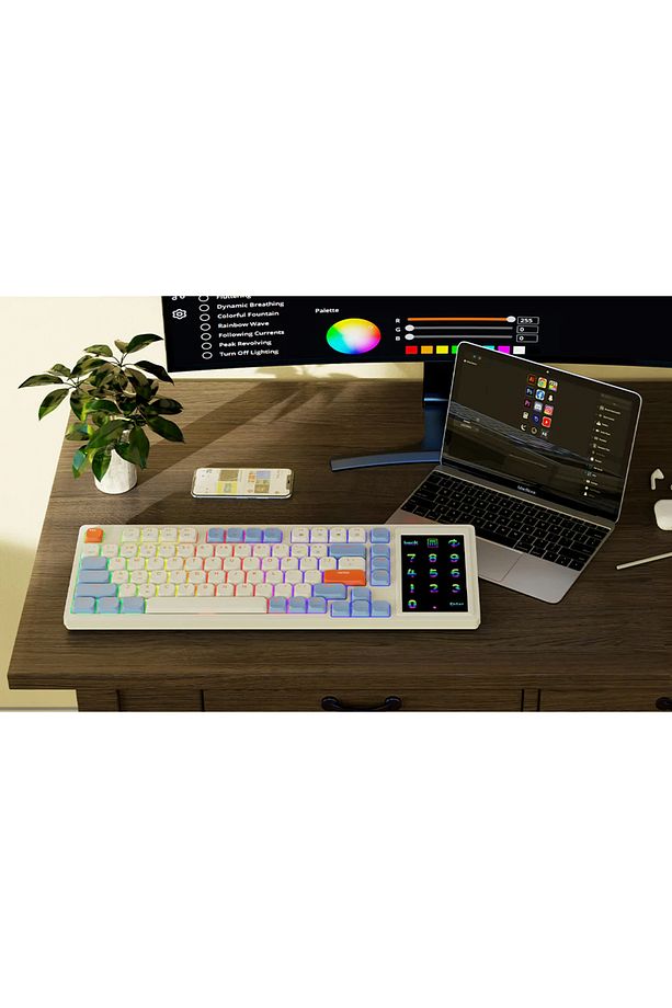 Ajazz Akp815 %75 Low Profile Mekanik Klavye 4.33'' Ekran Programlanabilir Rgb Gasket Brown Switch - 3