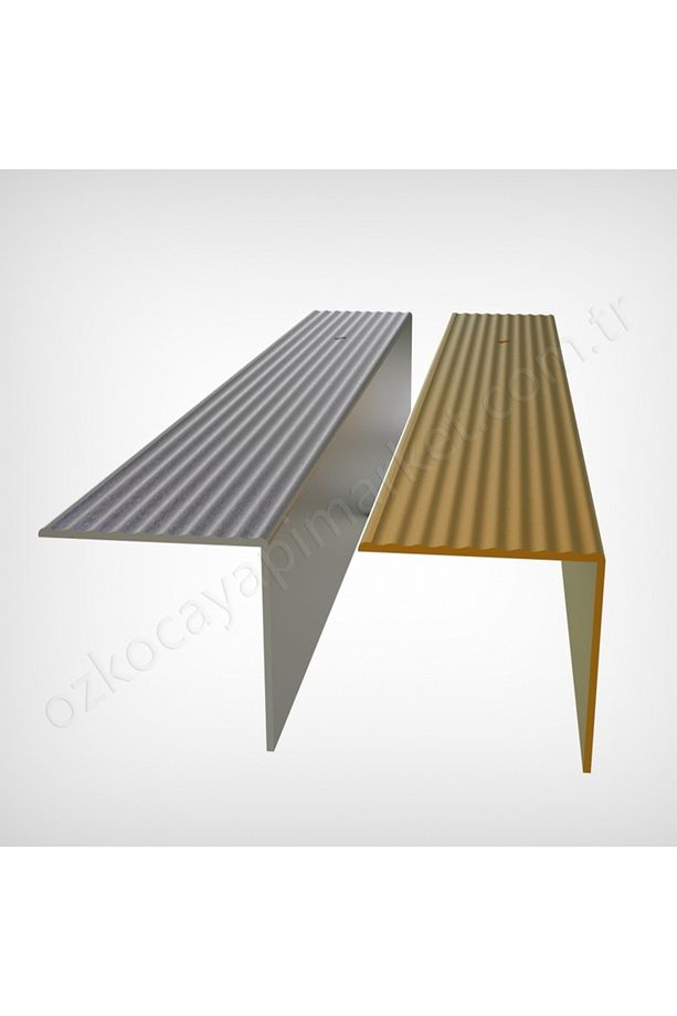 L Model Metal Merdiven Basamak Profili Çıtası Köşebent Bitim Profil Altın Gold Rengi 4cm*2cm*1,35m - 1