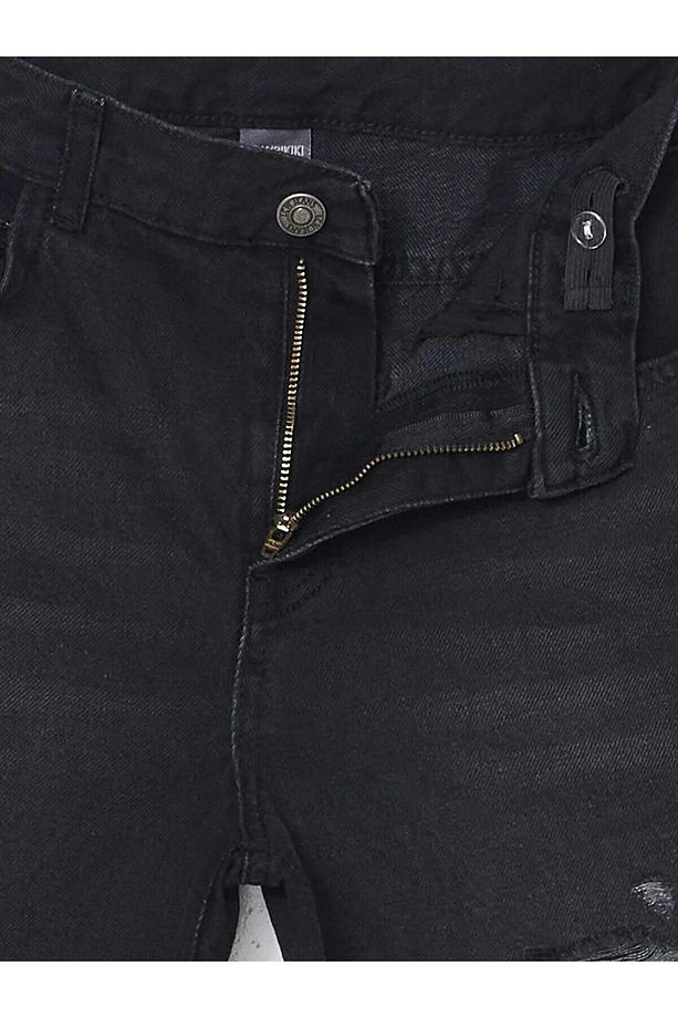 LCW Kids Siyah Beli Ayarlanabilir Lastikli Erkek Çocuk Jean Şort (S5) - 2