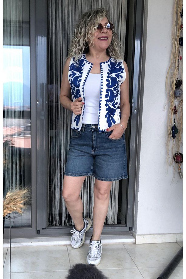Yüksek Bel Mom Kot Şort - 2